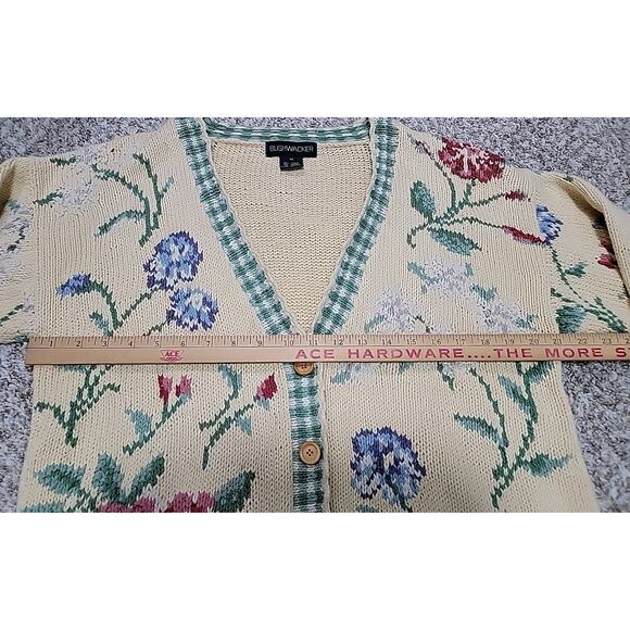 BUSHWACKER Vintage Cottagecore Floral V-neck Button Down Cardigan Sweater Sz M - Picture 7 of 12